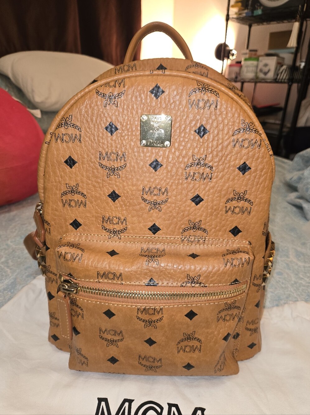 MCM Cognac Visetos Logo Backpack - Cognac Tan